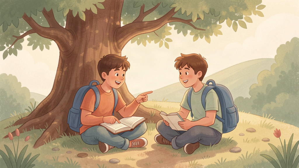 Two teens reading together