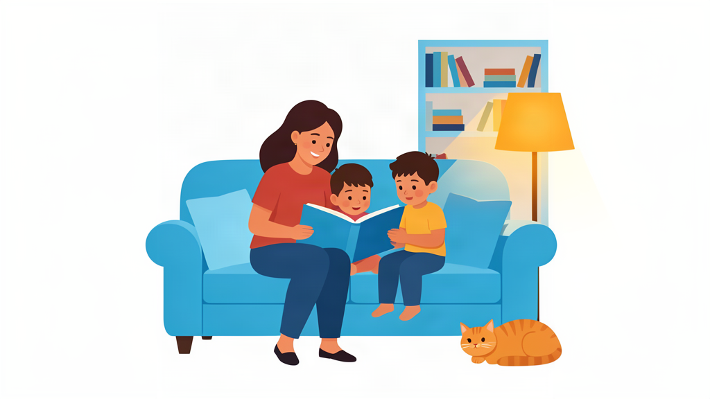 A family reading the Bible together