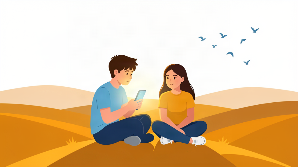 Two young people sitting together in a sunny field